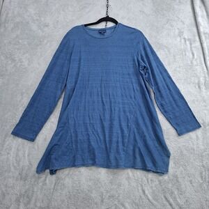 Pure Jill J. Jill Indigo Blue Striped long Sleeve Tunic Top L 100% Cotton Casual